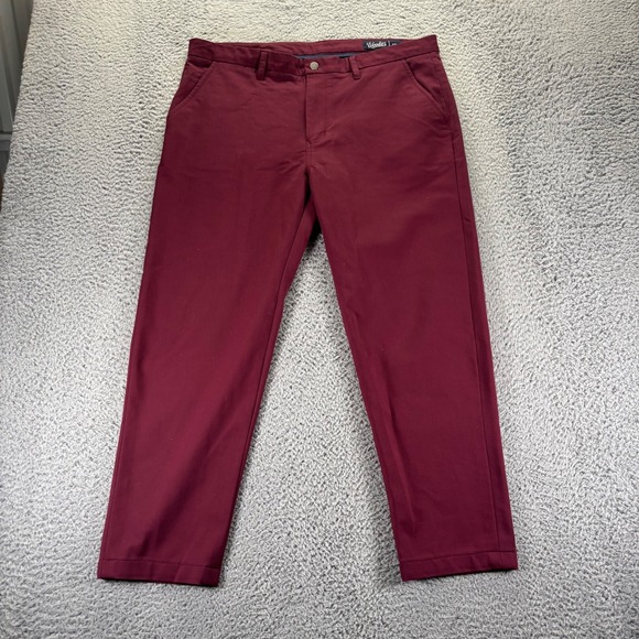 Woodies Chino Pants Mens 40x29 Burgundy Cotton Blend Stretch Slim Tapered Golf - Picture 1 of 10